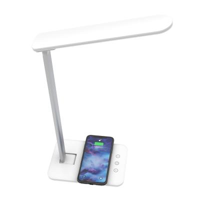 China 2022 Modern Office Home USB Table Desk Lamp USB Charging Touch Control Led Desk Lamp with Wireless Charger for Two Phones for sale