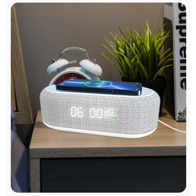 China Smart Alarm Clock Multifunctional Table Calendar Light Night Time Temperature Display with Radio 15W Fast Charger for sale