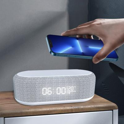 China Class Creative Business Gift USB Desk Smart Multifunctional Alarm Clock with 15W Fast Wireless Charger for Phone for sale