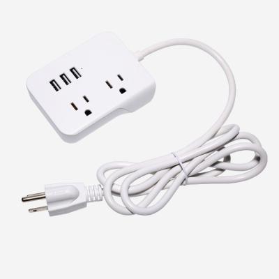 China New 2021 Universal Multi USB Power Strip Surge Protector Residential/General Purpose With 3 USB Ports 2 Outlet Power Plug US for sale