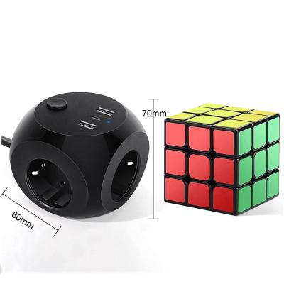 China 2021 New Trend Modern Design EU Standard 3 Outlets 3 USB Port Power Cube Socket Residential/Multi-Purpose Extension 1.5m for sale