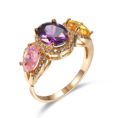 China FASHIONABLE Luxury Female Women's Ring Promise Engagement Rings For Wedding Jewelry Gold Color vk-288 Crystal Stone Ring Pink Purple for sale