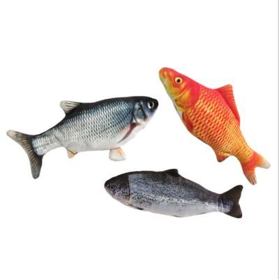 China RTSZO-1103 Usb Simulation Fish USB Plush Stuffed Stocked Charging Electric Simulation Jumping Cat Fish Toy for sale