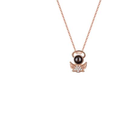 China I Love You Hypoallergenic Necklace 100 Tongues For Girlfriend Mom Silver Rose Gold Memory Projection S925 Necklace for sale