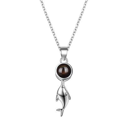 China Hypoallergenic Personalized Photo Projection Dolphin Necklace 925 Sterling Silver Romantic Gifts for Girlfriend Women Birthday Anniversary for sale