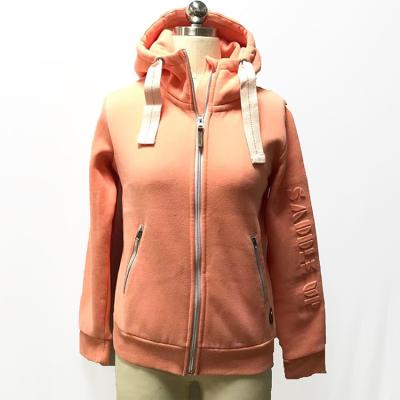 China Anti-wrinkle 2022 new factory autumn fashion custom leather zipper ladies long jacket Dubai hooded sweatshirt jacket for sale