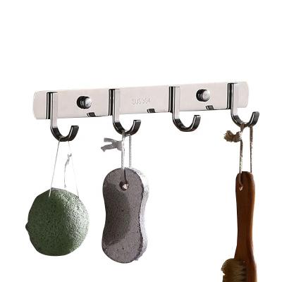 China Stocked Wall Mounted 4 Hooks Design Durable Stainless Steel Bathroom Clothes Coat Rack Hook for sale