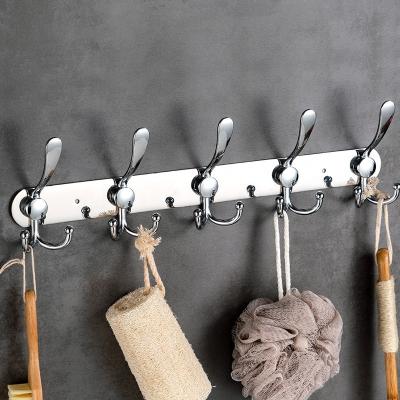 China Stocked 5 Hooks Design Household Clothing Storage Hanger Hangs Stainless Steel Coat Metal Door Wall Hook for sale