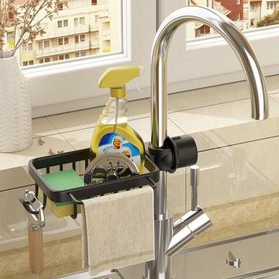 China Viable Kitchen Faucet Kitchen Rack Storage Rack Aluminum Sink Rack Wash Dish Sponge Drain Wash Net for sale