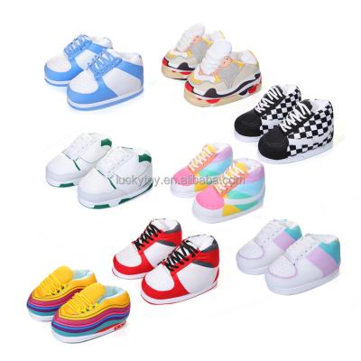 China Light LUCK TOY Wholesale Custom One Size Fits All Yezzy's Fuzzy Warm Sneaker Slipper Plush Women's Slipper Sneaker for sale