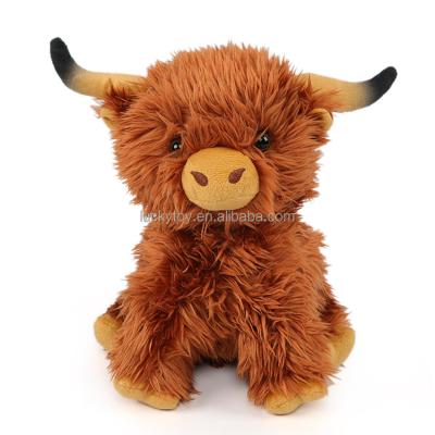 China Custom Highland Cows Brown Toy Stuffed Scotish Highland Cow Animal Weighted Plush From Home Decor Maker For Kids for sale