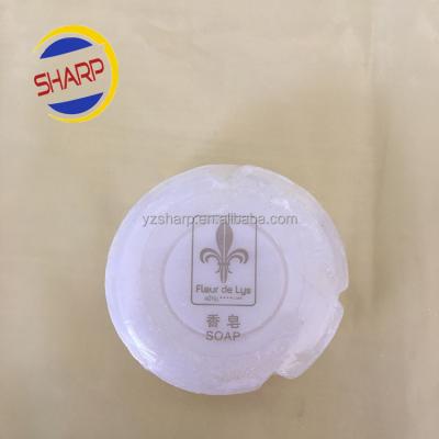 China Customized mini basic cleaning white soap for hotel, 15g small round soap for sale