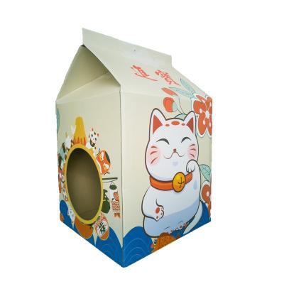 China Cat Pattern Box Cat Paper viable Toy Scratch Board Scratching Pad for cat. for sale