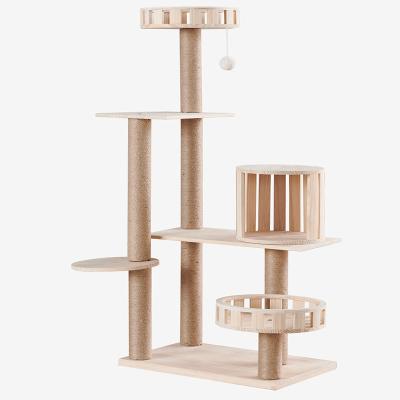 China High Quality Wooden Material Viable Cat Climbing Tree Large House for Cat Rest and Play. for sale