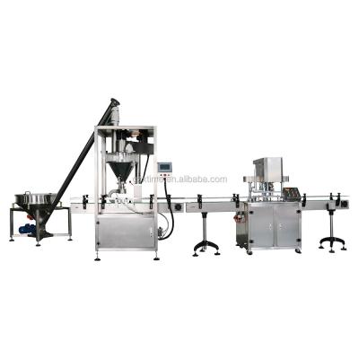 China Food 401# Tin Can Automatic Protein Powder Milk Powder Single Auger Filling and Sealing Packaging Machine Line for sale