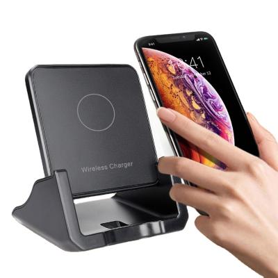 China Hot Selling Phone Holder Pad 10w Universal Mobile Phone Desktop Qi Wireless Charging Fast Wireless Stand for sale