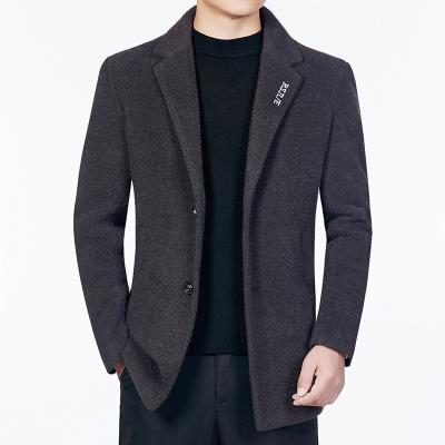 China 2021 autumn new winter men's woolen coat Korean thin fit long coat Anti-wrinkle woolen coat and woolen anorak for sale