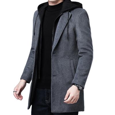 China Anti-wrinkle 2021 new design young men's Korean casual woolen coat longs hat trend medium detachable men's coat for sale