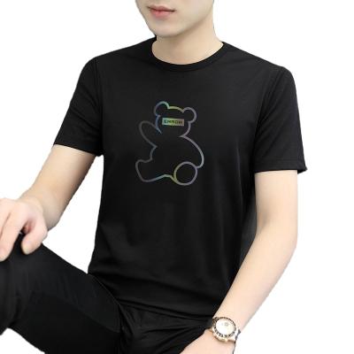 China Wholesale New Design Cool Silk Modal Breathable Anti-wrinkle T-shirt Printed Bear Silk T Shirt For Men for sale