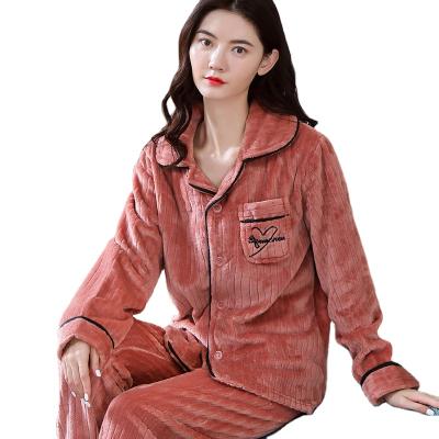 China 2021 winter new arrivals flannel pajamas velvet thermal coral pajamas thickened women's sleepwear for sale