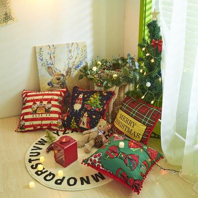 China Creative Christmas Tassel Christmas Cushion Covers Sofa Bed Pillow Covers 18x18 Chair Christmas Home Decoration Pillow Case Cover for sale