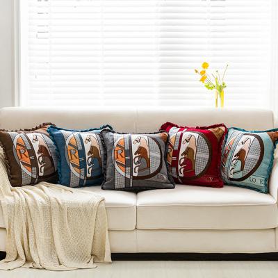 China Wholesale Anti-Static Home Decor Jacquard Soft Cushions Covers 18*18 Size Pillow Cover Custom Horse Pillow Case Retro for sale