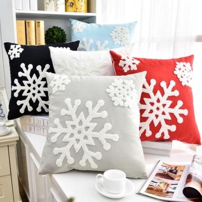 China 100% Cotton Snow Christmas Cushion Cover Embroidery Pillow Cover 45*45cm Anti-static Home Decoration Thow Pillow Cover For Sofa for sale