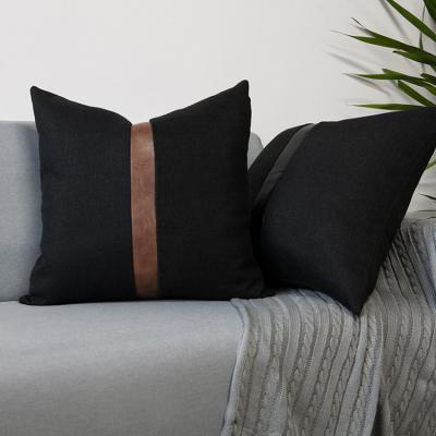 China Factory Direct Wholesale Anti-Static Couch Pillow Case Farmhouse Black Leather Pillow Covers Home Sofa Chair Car Cushion Cover Pillow for sale