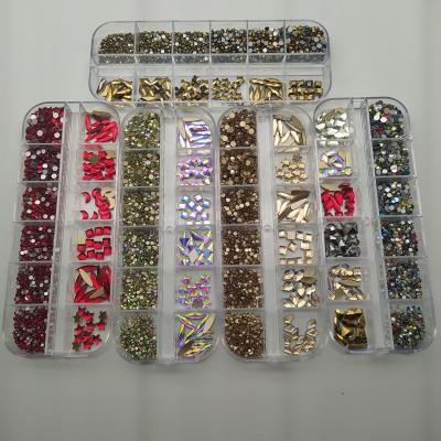 China Shinny Factory Price Glass Stones K9 Nail Designs Rhinestone 3D Crystal Box For Nails for sale