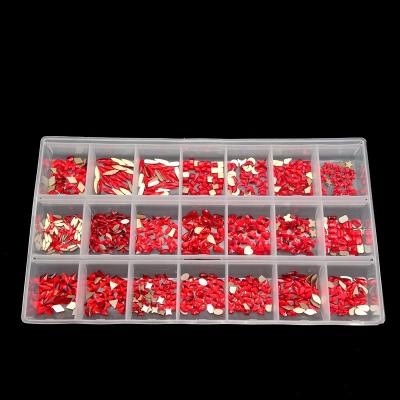 China Factory Price Flatback Muti-size Flatback k9 Glass Nail Rhinestone Nail Crystals Set for sale