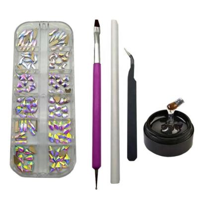 China Irregular Shape Rhinestones Multi - Size Non Hotfix Glass Diamond Red Color Crystal Nail Art Rhinestones With Wax Pen and Tweezers for sale