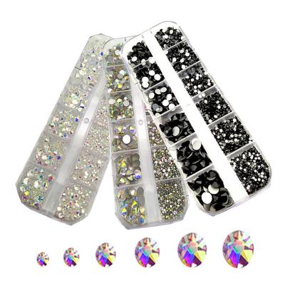 China Not Hot Flatback Crystal Rhinestone 2000pcs/box 6 Sizes 1.5-6mm Crystals 6 Fix Nail Art Decorations Rhinestones For Nail Art for sale