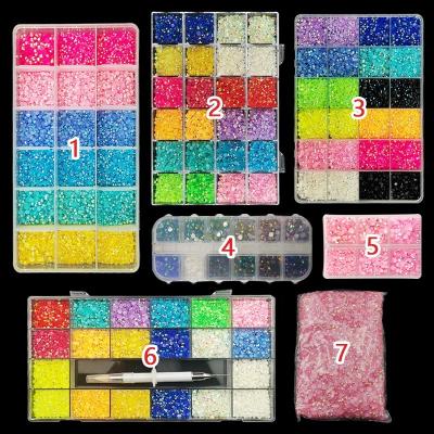 China Wholesale Brilliant 24 Cell Mixed Colors Freeze AB Candy Stone Boxes Flat Back Resin Rhinestone Rhinestones Crystals For Bags DIY Art Crafts for sale