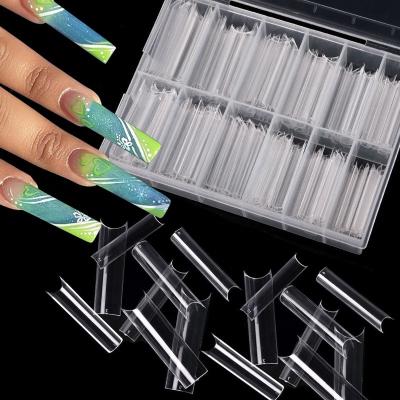 China Easy Use 240 Pcs XXL Multiful Long Straight Square Form Tips For Acrylic False Nail With Half Box Extra Long Curve C Cover Nail Tips for sale