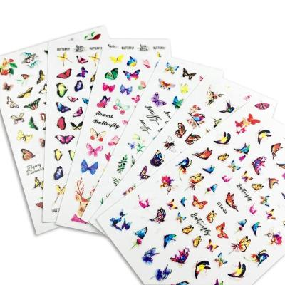 China Shinny High Hot Selling Adhesive Nail Art Sticker Colorful Butterfly Sticker Diy Nail Art Decoration Nail Salon Products for sale