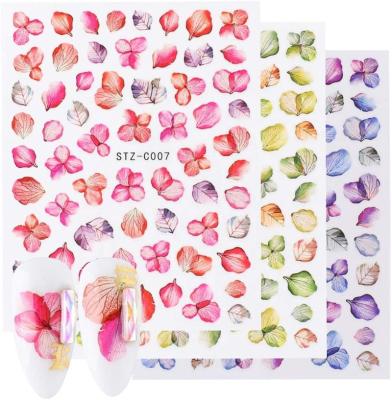 China Easy Apply Wholesale Self Adhesive Colorful Manicure Flower Decals 5D Sticker Embossed Nail Stickers for sale