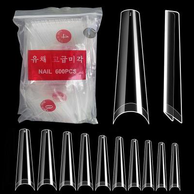 China Easy Apply French Half Cover 600pcs/bag Artificial Finger Nails New Max Long Coffin Nail Tips for sale