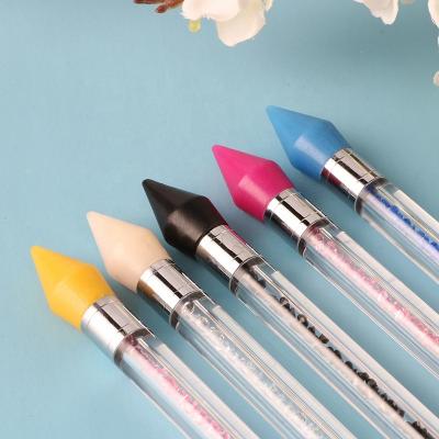 China DIY Nail Art Designs Wholesale Dual Ended Nail Rhinestone Picker Pencil Dotting Head Pen Wax Replacement Tips Wax Picker Pen for sale