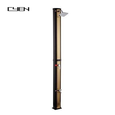 China PVC+ABS WITH NEW DESIGN GOLD AND BLACK COLOR CHROME solar shower Solaire Ducha solar shower for swimming pool, garden, beach with competitive price for sale