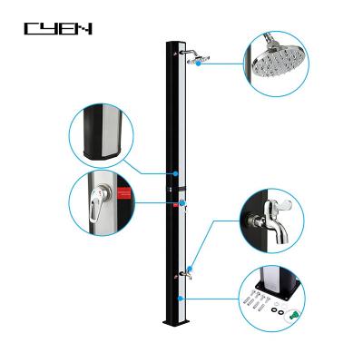 China PVC+ABS WITH CHROME 2021 Silver Outdoor Solar Pool Shower Outdoor Garden Furniture 35L PVC PVC Pool Shower for sale