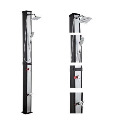 China PVC+ABS WITH CHROME 2020 New Design Large Capacity 40L Black Outdoor Solar Shower And Silver PVC Body For Beach And Garden Pool Shower Solar De for sale