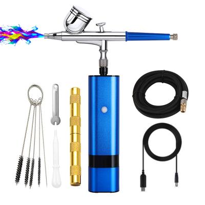 China 32 PSI Color Blue Yes High Pressure Airbrush Compressor Cordless Rechargeable T-shirt Art Design Beauty Makeup Nail Tattoo Skin Care for sale