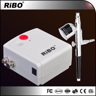 China Makeup Nail Painting Cake Decorating RIBO Hobby Airbrush and Airbrush Compressor Beginner with Auto Start and Auto Stop Function Wholesale Airbrush Model Kit for sale