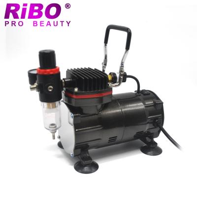 China Fake Tattoo Selling Black High Pressure Mini Air Compressor Cheap Price Dual Cover Action Airbrush Kit for sale