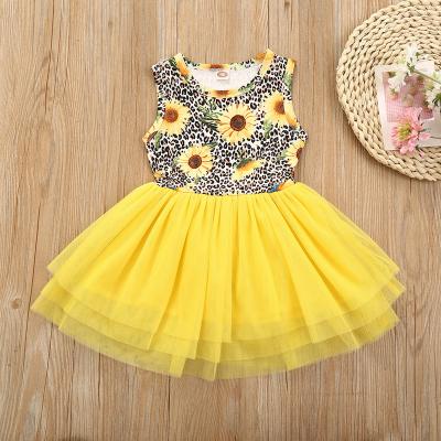 China New Design Breathable Girl Clothes Sleeveless Floral Printed Dress Girl Clothes Fashionable Dress for sale