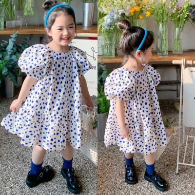 China Girl's Breathable Breathable Summer Kid's Sleeve Dress Fashion Dot Print Princess Short Dress for Little Girls for sale