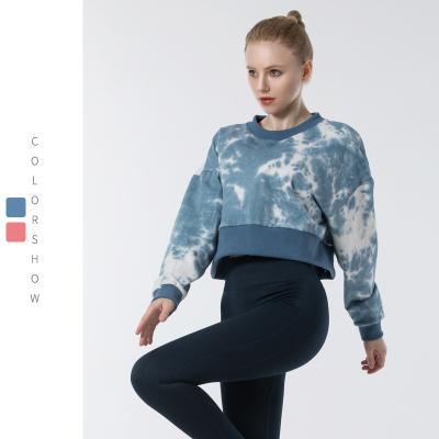 China Breathable Autumn Winter Tie-Dye Custom Sweatsuits Gym Sports Long Sleeve Loose Top Women Hoodie for sale