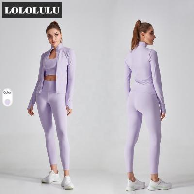 China In-stock Breathable Skin Friendly Women Tracksuits Workout 3 Piece Fitness Sport Yoga Set for sale