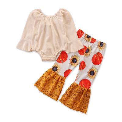 China 2021 Breathable New Toddler Autumn 2 Piece Baby Christmas Clothes Girl Boutique 2set Rocket Equipment Pumpkin for sale