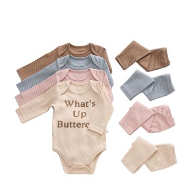 China 2021 New Autumn Baby Boy Toddler Girls 2 Pieces Breathable 0-6m Long Winter Newborn Infant Sleeve Ribbed Outfit Sets for sale